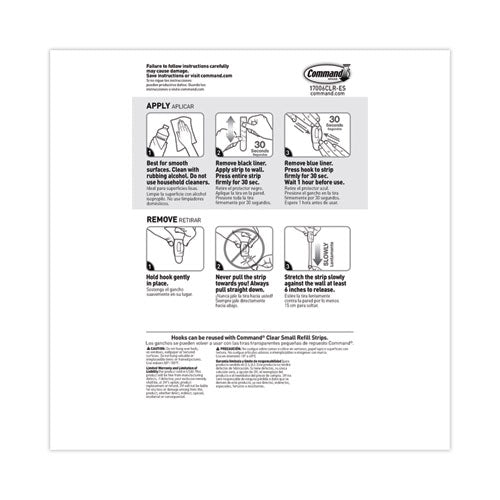 Clear Hooks And Strips, Mini, Plastic, 0.5 Lb Capacity, 18 Hooks And 24 Strips/pack.