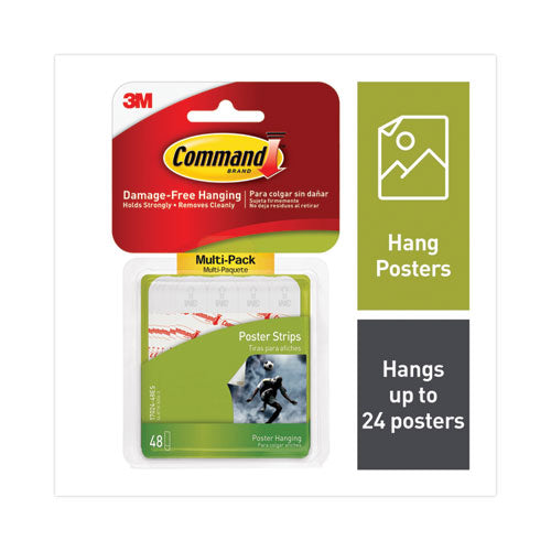 Poster Strips Value Pack, Removable, Holds Up To 1 Lb, 0.63 X 1.75, White, 48/pack.