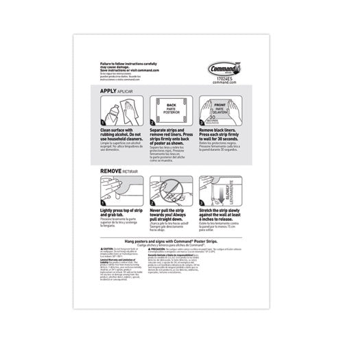 Poster Strips, Removable, Holds Up To 1 Lb Per Pair, 0.63 X 1.75, White, 4/pack, 100 Packs/carton.