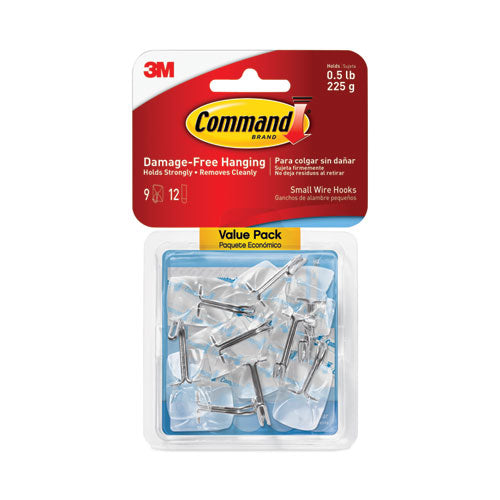 Clear Hooks And Strips, Small, Plastic/metal, 0.5 Lb, 9 Hooks And 12 Strips/pack.