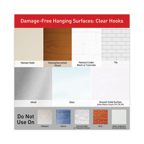 Clear Hooks And Strips, Small, Plastic/metal, 0.5 Lb Capacity, 40 Hooks And 48 Strips/pack.