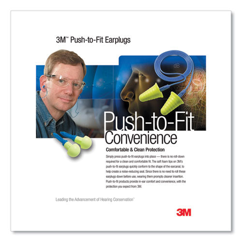 E-a-r Push-ins Single-use Earplugs, Metal Detectable, Corded, 28 Db Nrr, Blue/yellow, 200 Pairs.
