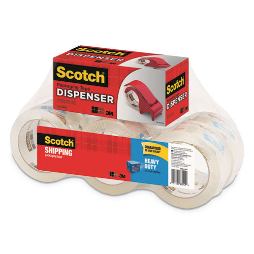 3850 Heavy-duty Packaging Tape With Dp300 Dispenser, 3" Core, 1.88" X 54.6 Yds, Clear, 6/pack.