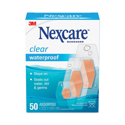 Waterproof, Clear Bandages, Assorted Sizes, 50/box.