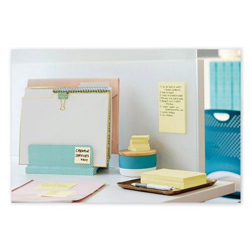 100% Recycled Paper Super Sticky Notes, Ruled, 4" X 6", Canary Yellow, 45 Sheets/pad, 4 Pads/pack.