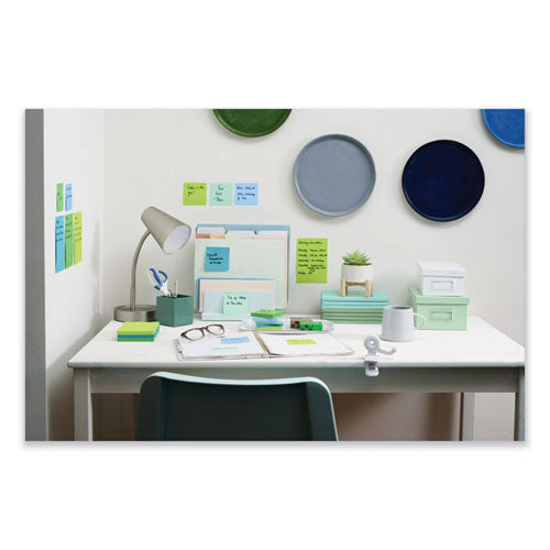 100% Recycled Paper Super Sticky Notes, 3" X 3", Oasis, 70 Sheets/pad, 5 Pads/pack.