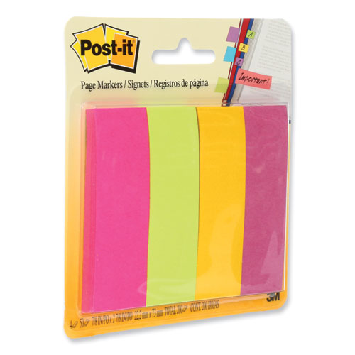 Page Flag Markers, Assorted Brights, 50 Flags/pad, 4 Pads/pack.