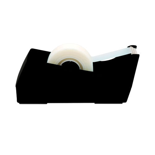 Desktop Tape Dispenser, Weighted Non-skid Base, 1" Core, Black.