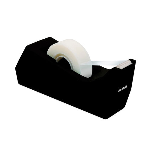 Desktop Tape Dispenser, Weighted Non-skid Base, 1" Core, Black.