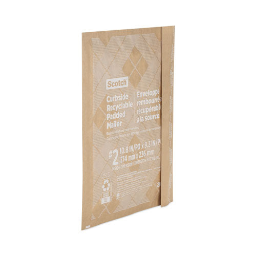 Curbside Recyclable Padded Mailer,#2, Bubble Cushion, Self-adhesive Closure, 11.25 X 12, Natural Kraft, 100/carton