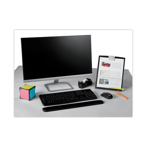 Fold-flat Freestanding Desktop Copyholder, 150 Sheet Capacity, Plastic, Black/silver Clip.