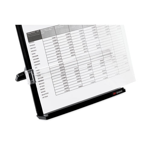 Fold-flat Freestanding Desktop Copyholder, 150 Sheet Capacity, Plastic, Black/silver Clip.