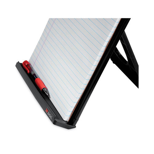 Fold-flat Freestanding Desktop Copyholder, 150 Sheet Capacity, Plastic, Black/silver Clip.