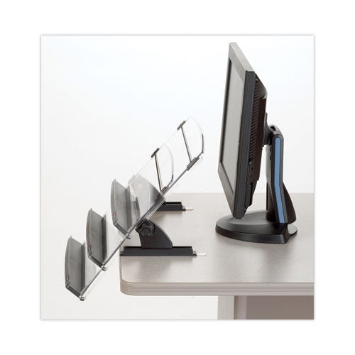 In-line Adjustable Desktop Copyholder,150 Sheet Capacity, Plastic, Black/clear.