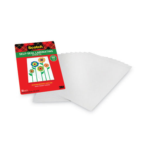 Self-sealing Laminating Sheets, 6 Mil, 9.06" X 11.63", Gloss Clear, 10/pack.