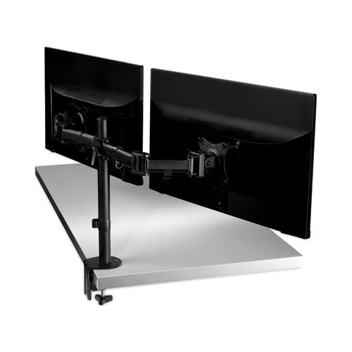 Dual Monitor Mount, For 27" Monitors, 360 Degree Rotation,+45 Degree/-45 Degree Tilt, 90 Degree Pan, Black, Supports 20 Lb