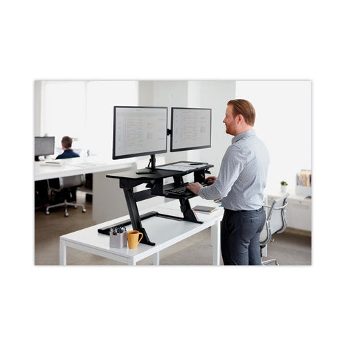 Dual Monitor Mount, For 27" Monitors, 360 Degree Rotation,+45 Degree/-45 Degree Tilt, 90 Degree Pan, Black, Supports 20 Lb