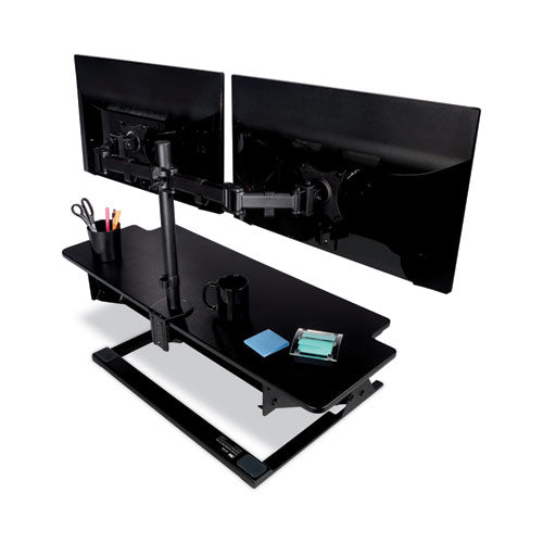 Dual Monitor Mount, For 27" Monitors, 360 Degree Rotation,+45 Degree/-45 Degree Tilt, 90 Degree Pan, Black, Supports 20 Lb