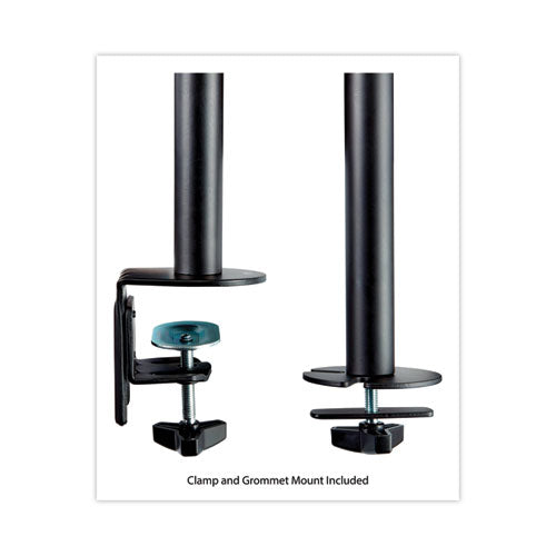 Dual Monitor Mount, For 27" Monitors, 360 Degree Rotation,+45 Degree/-45 Degree Tilt, 90 Degree Pan, Black, Supports 20 Lb