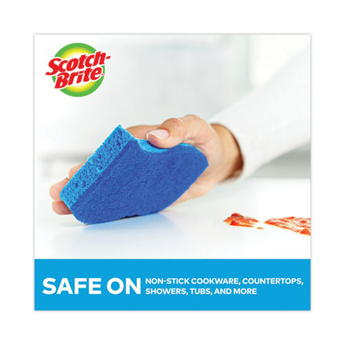 Non-scratch Multi-purpose Scrub Sponge, 4.4 X 2.6, 0.8" Thick, Blue, 3/pack.