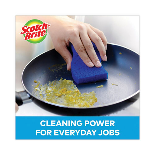 Non-scratch Multi-purpose Scrub Sponge, 4.4 X 2.6, 0.8" Thick, Blue, 3/pack.