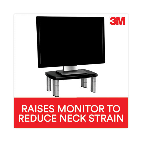 Adjustable Height Monitor Stand, 15" X 12" X 2.63" To 5.78", Black/silver, Supports 80 Lbs.