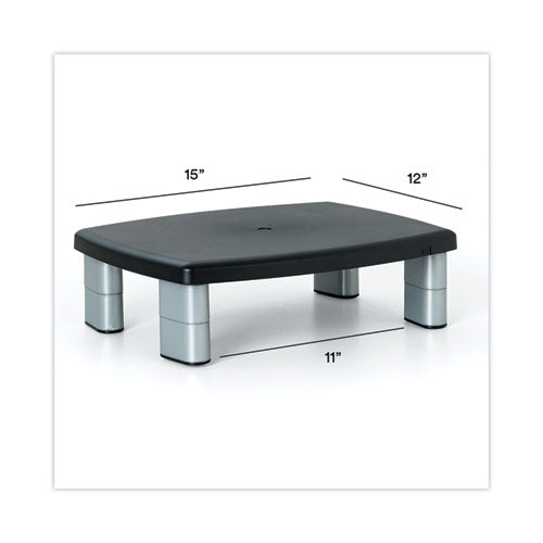 Adjustable Height Monitor Stand, 15" X 12" X 2.63" To 5.78", Black/silver, Supports 80 Lbs.