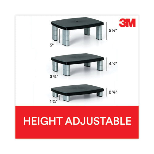 Adjustable Height Monitor Stand, 15" X 12" X 2.63" To 5.78", Black/silver, Supports 80 Lbs.