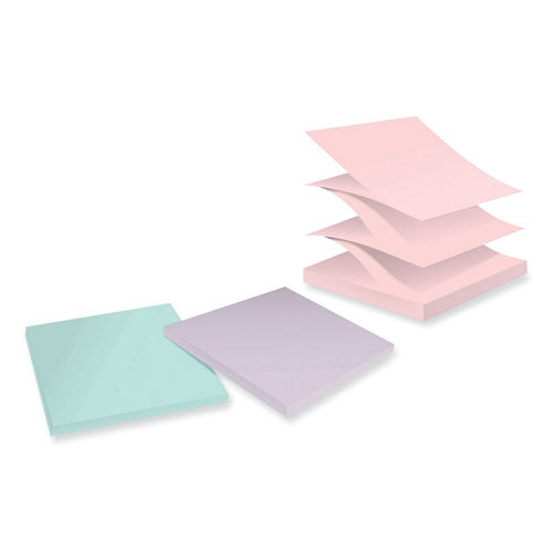 100% Recycled Paper Super Sticky Notes, 3" X 3", Wanderlust Pastels, 70 Sheets/pad, 6 Pads/pack.