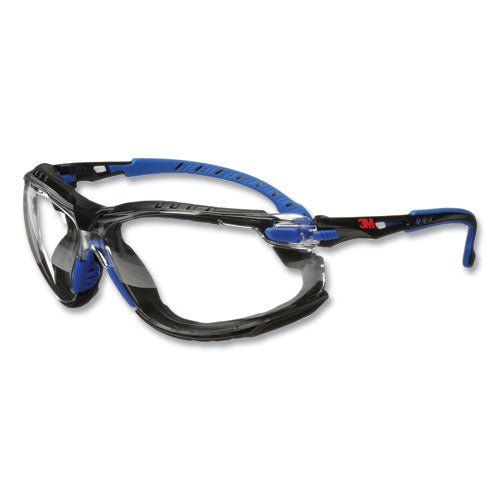 Solus 1000 Series Safety Glasses, Black/blue Plastic Frame, Clear Polycarbonate Lens.