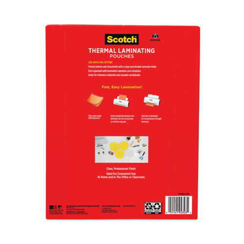 Laminating Pouches, 3 Mil, 9" X 11.5", Gloss Clear, 100/pack.