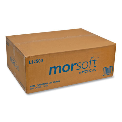 Morsoft 1/4 Fold Lunch Napkins, 1 Ply, 11.8" X 11.8", White, 6,000/carton.