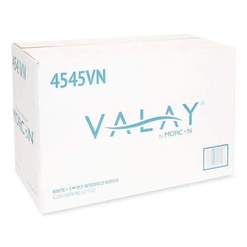 Valay Interfolded Napkins, 1-ply, White, 6.5 X 8.25, 6,000/carton.