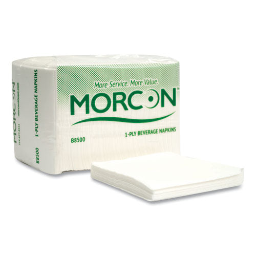 Morsoft Beverage Napkins, 9 X 9/4, White, 500/pack, 8 Packs/carton.