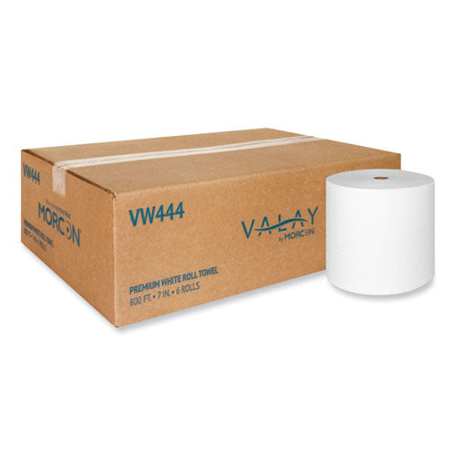 Valay Proprietary Roll Towels, 1-ply, 7" X 800 Ft, White, 6 Rolls/carton.