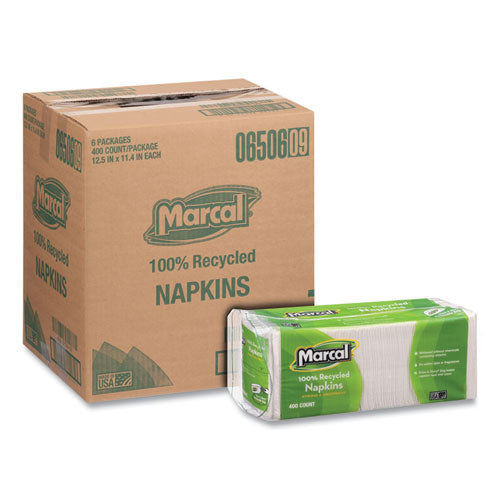 100% Recycled Luncheon Napkins, 11.4 X 12.5, White, 400/pack, 6pk/ct.