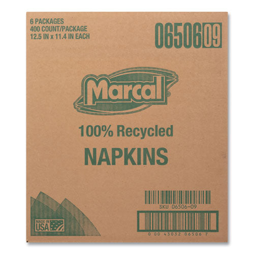 100% Recycled Luncheon Napkins, 11.4 X 12.5, White, 400/pack, 6pk/ct.