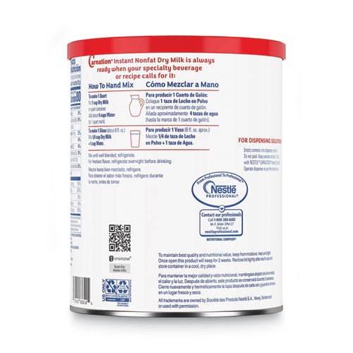 Instant Nonfat Dry Milk, Unsweetened, 22.75 Oz Canister, 4/carton.