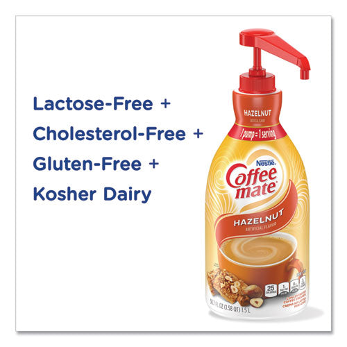 Liquid Coffee Creamer, Hazelnut, 1.5 Liter Pump Bottle, 2/carton.