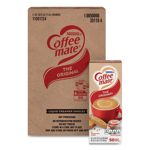 Liquid Coffee Creamer, Original, 0.38 Oz Mini Cups, 50/box, 4 Boxes/carton, 200 Total/carton.