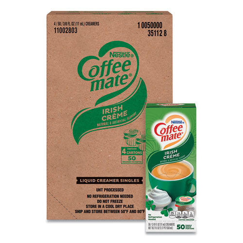 Liquid Coffee Creamer, Irish Creme, 0.38 Oz Mini Cups, 50/box, 4 Boxes/carton, 200 Total/carton.