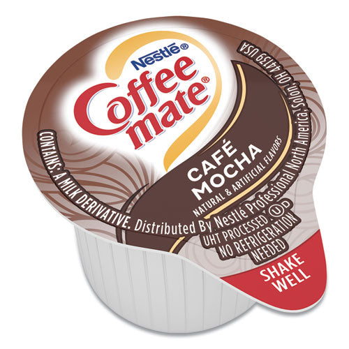 Liquid Coffee Creamer, Cafe Mocha, 0.38 Oz Mini Cups, 50/box, 4 Boxes/carton, 200 Total/carton.