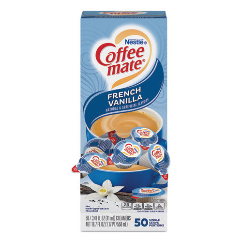 Liquid Coffee Creamer, French Vanilla, 0.38 Oz Mini Cups, 50/box, 4 Boxes/carton, 200 Total/carton.