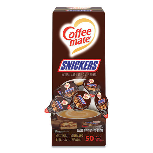 Liquid Coffee Creamer, Snickers, 0.38 Oz Mini Cups, 200 Cups/carton.