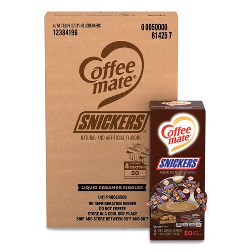 Liquid Coffee Creamer, Snickers, 0.38 Oz Mini Cups, 200 Cups/carton.