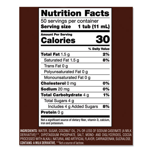 Liquid Coffee Creamer, Snickers, 0.38 Oz Mini Cups, 200 Cups/carton.