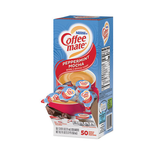 Liquid Coffee Creamer, Peppermint Mocha,0.38 Oz Mini Cups, 50/box, 4 Boxes/carton, 200 Total/carton