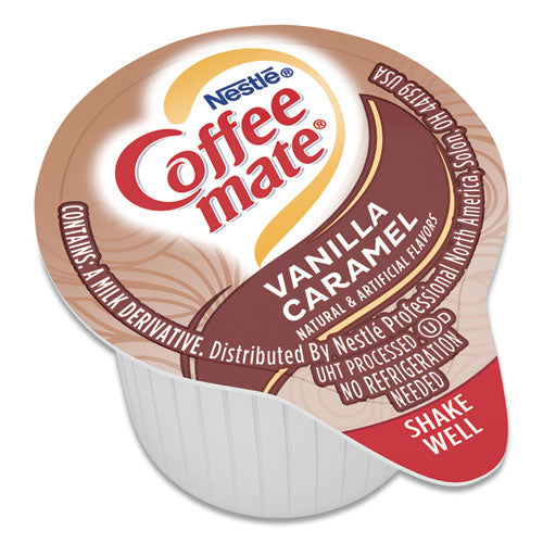 Liquid Coffee Creamer, Vanilla Caramel, 0.38 Oz Mini Cups, 50/box.