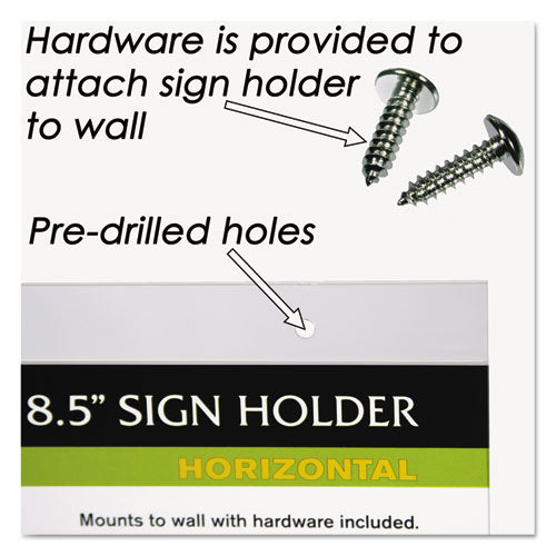 Clear Plastic Horizontal-orientation Wall Sign Holder With Mounting Screws,Quick-change Insert System, 11 X 8.5 Insert