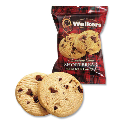 Shortbread Cookies, Chocolate Chip, 1.4 Oz Pack, 2/pack, 20 Packs/box.